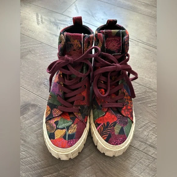 FARM Rio Leopard Mushroom Flatform High Top Sneaker in Leopard Mushroom Black 10 - Picture 2 of 5